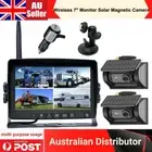 wireless 7" Quad DVR Monitor 2X1080P Solar Magnetic Reverse Camera Truck caravan