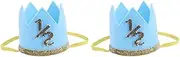 Mellisso 2X Newborn Infant Toddler Baby Girl Boy Half 1/2 First Second Third Birthday Crown Cake Smash Headband Blue