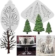 Sijiangmold Christmas Tree Fondant Cake Silicone Mold For Xmas Cake Decorating Cupcake Topper Chocolate Candy Polymer Clay Gum Paste Set Of 2