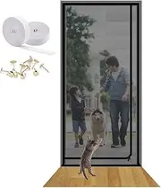 Thickened Cat Screen Door Fits Any Door, Heavy Duty Pet Screen Door, Suitable for Living Room, Bedroom, Kitchen, Patio, Corridor, Double Zip