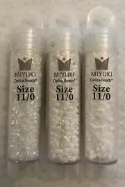 Miyuki Seed Beads 11/0 Crystal White Ceylon, White Pearl AB, Chalk White