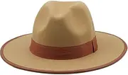 [Generic] Wool Wide Brim Felt Fedora Hats with Ribbon Autumn Winter Wedding Party Trilby Hat Men Gentleman Jazz Hats