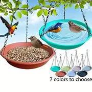 2-In-1 Bird Feeder Tray With 7 Colors Outdoor Bird Feeder Suitable For Garden Wildlife Bird Bath Drinking Water And Home Feeding
