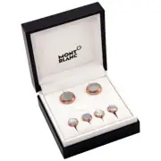 Montblanc Sartorial Mother of Pearl Steel Cufflinks & Tuxedo Studs 123784 $800
