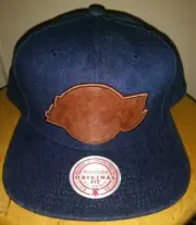 Lakers Leather Patch Denim Hat Kobe Jean Cap Lebron Snapback Mitchell & Ness NEW