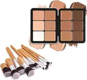 RoseFlower 12 Colors Foundation Concealer Palette Cover Dark Circles&Blemish, Highlight Palette, Waterproof Contouring Palette Full Coverage Concealer Make Up Kit +Makeup Brush#123, 1 g (Pack of 1)