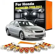 17Pcs LED Interior Reading Light Kit， For Honda Accord 8 VIII MK8 8th Gen 2008 2009 2010 2011 2012 Sun Visor Bulbs