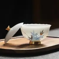 在飛比找蝦皮購物優惠-泡茶碗美術大師黃旭東作品冰晶玉冰月蓋碗高風傲然伴
