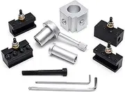 Mini Quick Change Tool Post Holder Set with 9pcs 3/8" Boring Bar and 5pcs Indexable Blade Lathe Accessories Tools