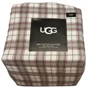 UGG 100% Cotton Flannel 4-Piece King Sheet Set in Cabernet Plaid