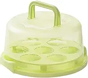 Cake Holder,7-Slot Round Cake Cupcake Carrier | Cupcake Carrier W/Handle & Lid for Pies & Cakes, Portable Container, Cupcake Storage, Fruit Tray, Nut Tray, Fits Cakes & Pies