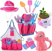 JOYIN Unicorn Comprehensive Gardening Tool Set Including Unicorn Watering Can and Planter, Tote Bag, Gardening Gloves, Apron, Hat, Garden Tool Like Shovel, Rake, and Trowel, Kid Outdoor Play