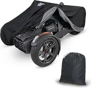 UltraGard Can-Am Ryker Full Motorcycle Cover with Heat Shield & Expandable Pouch - Water-Resistant, Windshield Protection, Bungee Tie Downs, Reflective, Black/Charcoal