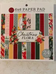 Crafts 6X6 Paper Pad CB Christmas Flora Trees Sprigs Plaid Berries Floral Red