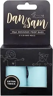 Dan & Sam Extreme Poop Bags 40pk - Blue, Durable, Leak-Proof, Eco-Friendly Dog Waste Bags, Easy-Tie Handles, Extra Thick & Strong for Hassle-Free Clean-Up, Ideal for Pet Owners