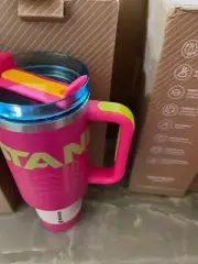 Hot Pink Stanley 40 oz Tumbler with handle and straw
