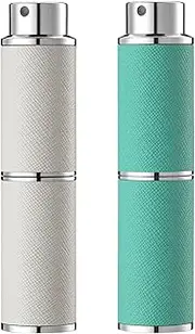 owlyee 2PCS Perfume Atomizer, 8ML Leather Empty Cologne Sprayer, Mini Perfume Spray Bottle for Travel (White, Green)
