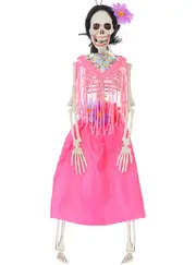 Hanging 41cm Pink Hawaiian Skeleton Halloween Decoration