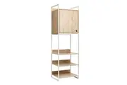 Design Square Jesse Tall Display 3-Shelves Cupboard Storage Cabinet 1-Door Natural/White