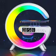 Bedside Table Lamp Wireless Speaker with Alarm Clock, Wireless Charging