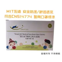 在飛比找蝦皮商城優惠-豐生銳MD單鋼印兒童平面醫療台灣口罩MIT製造防護透氣一盒(