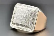 1.20Ct Round Cut Simulated Diamond Men's Cluster Engagement Ring 925 Silver