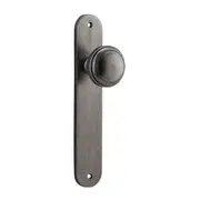 Iver Paddington Door Knob on Oval Backplate Distressed Nickel