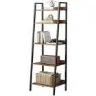 Bookshelf, Ladder Shelf with Steel Frame, 5-Tier Industrial Bookcase, Narrow