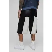 Mens Washed Black Tall Gusset Back Panel Jorts