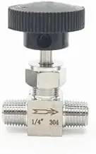 1/8" 1/4" 3/8" 1/2" BSP Equal Male Thread SS 304 Stainless Steel Flow Control Shut Off Needle Valve(1/8")