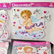 CUPID WITH BOW & ARROW Static Cling Window Sticker with Glitter