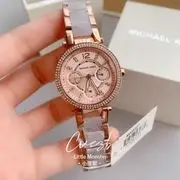 Michael Kors 間膠石英手錶 MK6327 MK女錶 鑲鑽 水鑽 潮流 玫瑰金拼粉紫 小三眼 MK