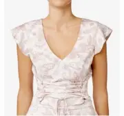 BNWT Seed Heritage Pink Paisley Corset Lace Up V Neck Crop Top Size 8