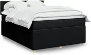 Box Spring Bed with Mattress Dark Grey Double Fabric,Beds & Bed Frames-3290261