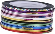 PENIKOKO 30Rolls Shining Nail Line Striping Tapes for Nail Art Self Adhesive Decorative Rolls for Manicure Pedicure Mixed Colors for Creative Designs
