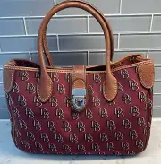 NWT! Dooney & Bourke Canvas & Leather Signature Monogram Tote Handbag Small