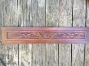 VINTAGE HAND CARVED WOODEN PANEL 624MM X 120MM X 8MM COULD BE RED CEDAR?