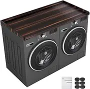 Toemics Washer Dryer Countertop, 27.5" x 54" Laundry Room Organization Shelf with Edge Rails for Washer and Dryer, Durable Melamine Finish, Non-Slip Pads, and 3 Laundry Bags, Eucalyptus