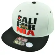 California Cali Bear White Black Hat Cap Snapback Flat Bill Golden State USA CA