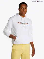 Tommy Hilfiger Chalk White Multi Flags 100% Cotton Hoodie (F55029) | $184