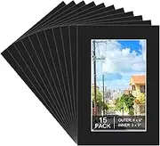 15 Pack 4x6 Black Picture Mats, Frame Mattes for 3x5 Pictures Display Photo Frame Mat Core Bevel Cut Mat Board Show Kit for Photos, Prints, Artworks
