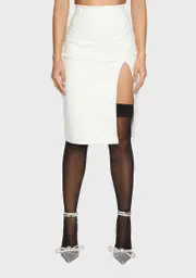 Natural Good Reason Vegan Leather Midi Skirt