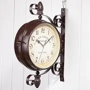 Vintage Indoor Outdoor Garden Train Station Clock Vintage Antique Look Wall Mounted - Double Sided Decorative s Efficency