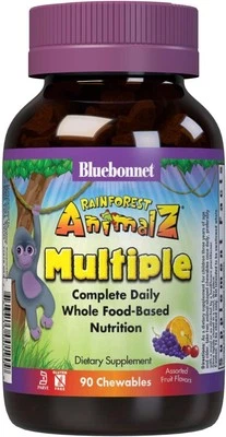 Bluebonnet Nutrition Rainforest Animalz Whole Food Based Multiple Chewable Table
