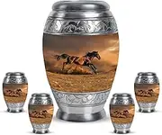 Horse Urn for Ashes for Women - Cremation Urns for Adult Ashes Women - Mini Keepsakes Urn - Brown Memorial for Ashes Adult Female - Urns for Human Ashes Adult Man (Combo 10" & 3", Pack of 5)