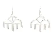 Tim Herrera Cochiti Pueblo Sterling Silver Handmade Rain Cloud Dangle Earrings