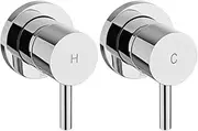 Simplus Brass Round Shower Mixer Tap Wall Mounted Hot Cold Bath Shower Mixer Dual Showerhead Tap Watermark(Chrome)