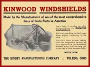 1912 Kinsey Mfg. of Toledo Kinwood Auto Windshields NEW METAL SIGN: 9 x 12"
