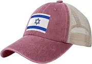 [Generic] Flag of Israel Cowboy Mesh Baseball Cap for Israelis Man Woman Outdoor Adjustable Denim Hat