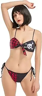 [haikyuu] Women Anime Two Piece Swimsuit Bathing Suit Spiderweb Halter Style Cheongsam Collar Heart Swimwear